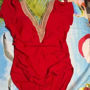 Elegant Red One-Piece Swimsuit new without tags